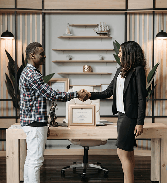 Handshake in office
